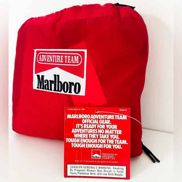 Vintage 90’s Marlboro Adventure Team Red & Black Nylon Windbreaker Set and Pouch - Picture 3 of 11